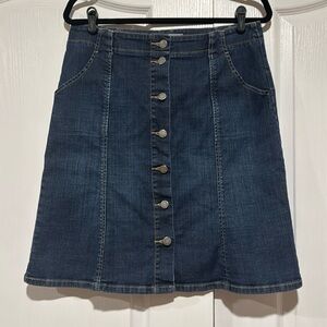 Sz 31 VINTAGE Liz Claiborne Denim vintage button up Midi Skirt - Blue
